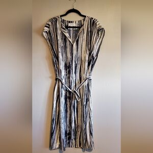 Banana Republic Black and White Midi Wrap Dress